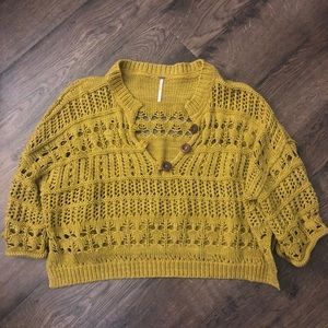 Free people Chartreuse Knit sweater